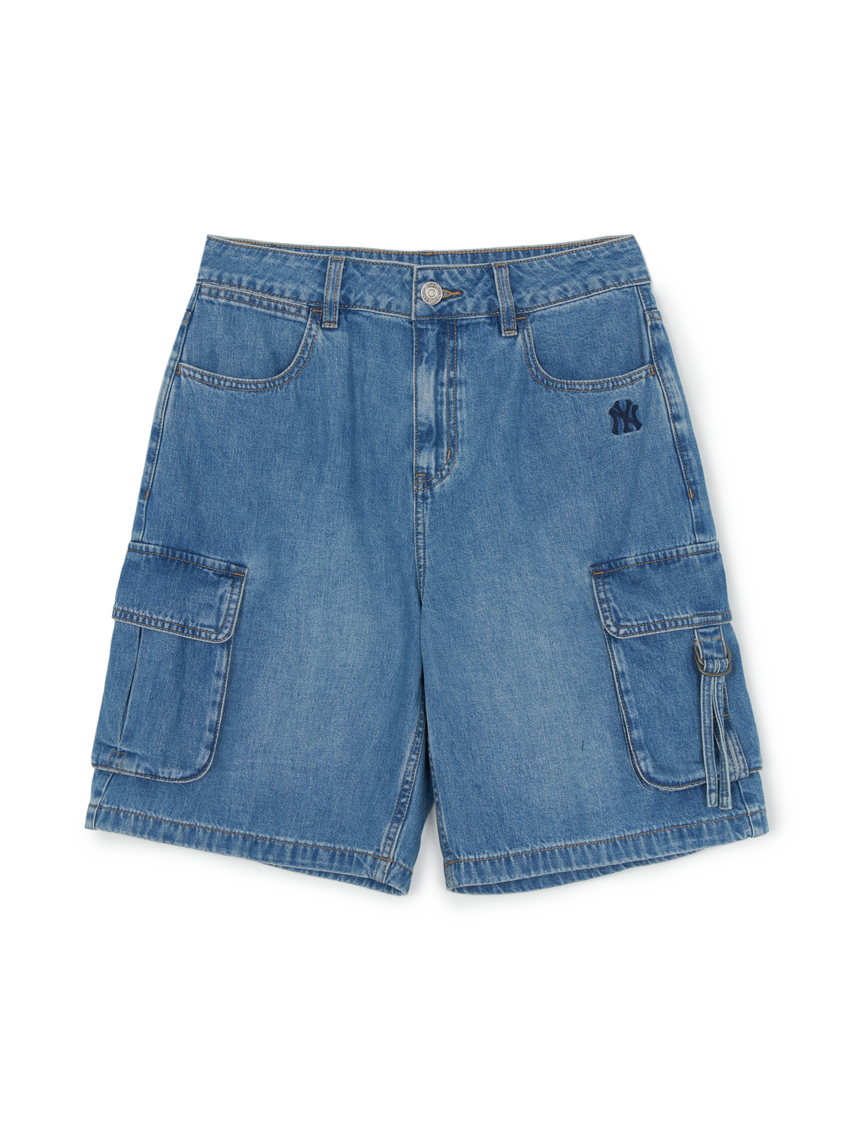 MLB Korea Women's Varsity Vintage Slub Cargo 9in Denim Shorts