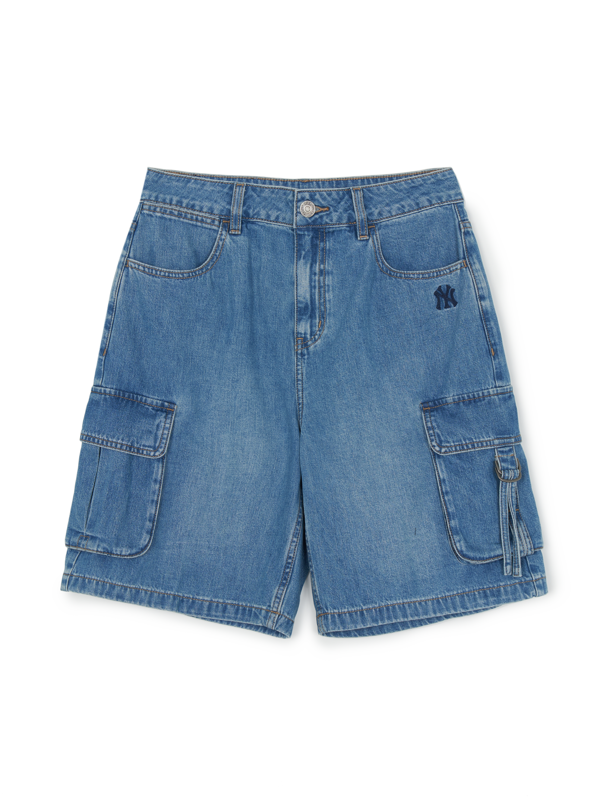 [mlb korea] Women's Varsity Vintage Slub Cargo 9in Denim Shorts