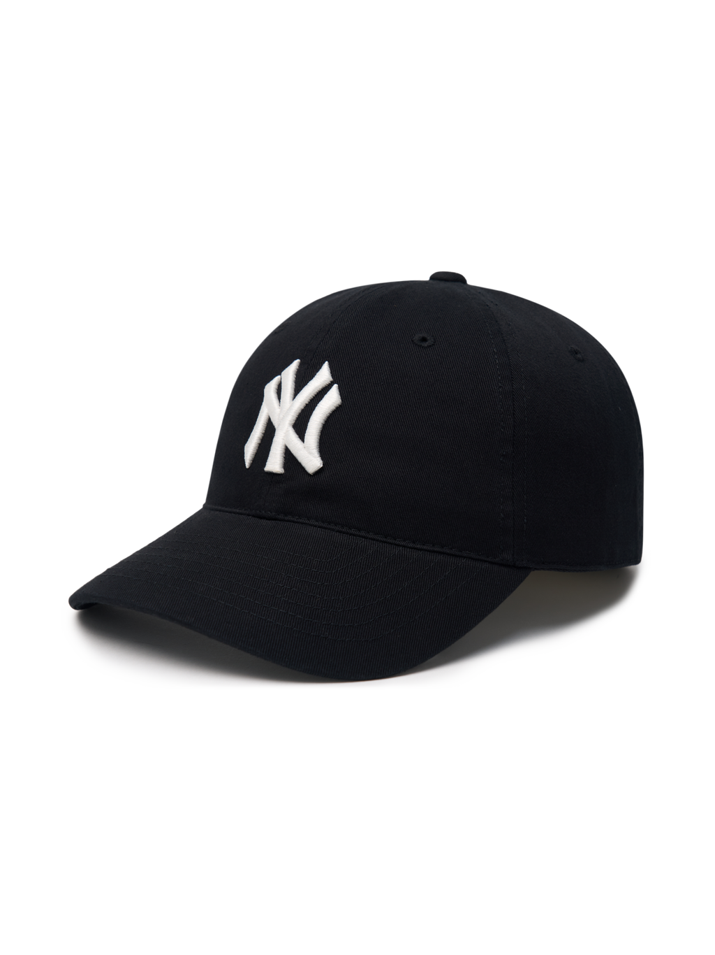 MLB BLACK unstructured cap, a stylish Korean designer hat for casual streetwear looks.