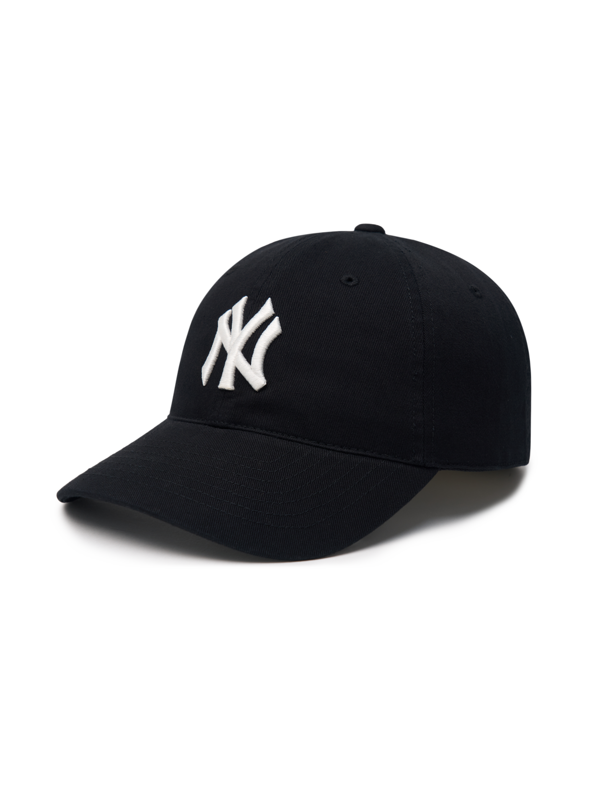MLB BLACK unstructured cap, a stylish Korean designer hat for casual streetwear looks.