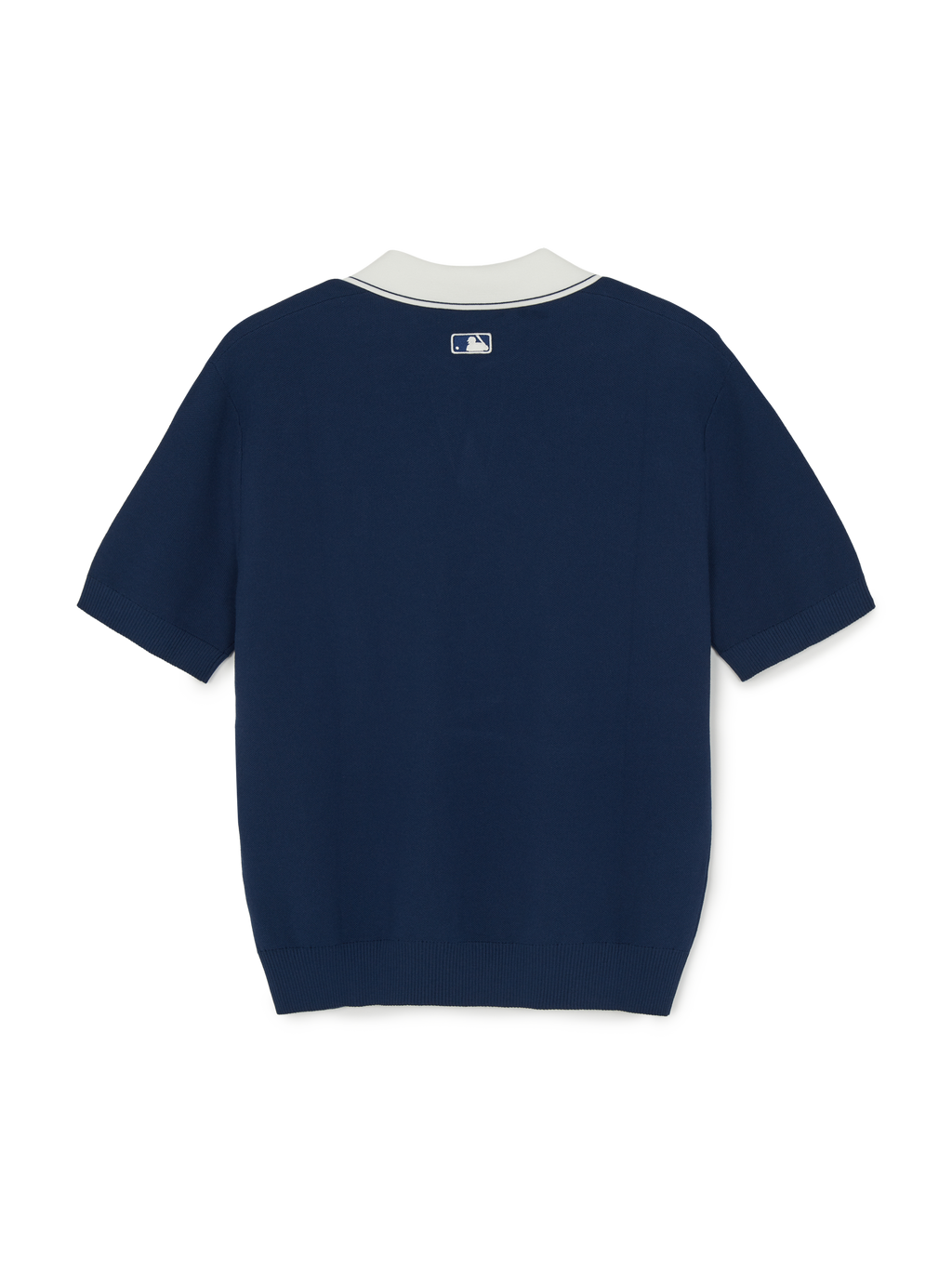 MLB Korea Varsity Tuck Texture Open Collar Short Sleeve Knit Pullover