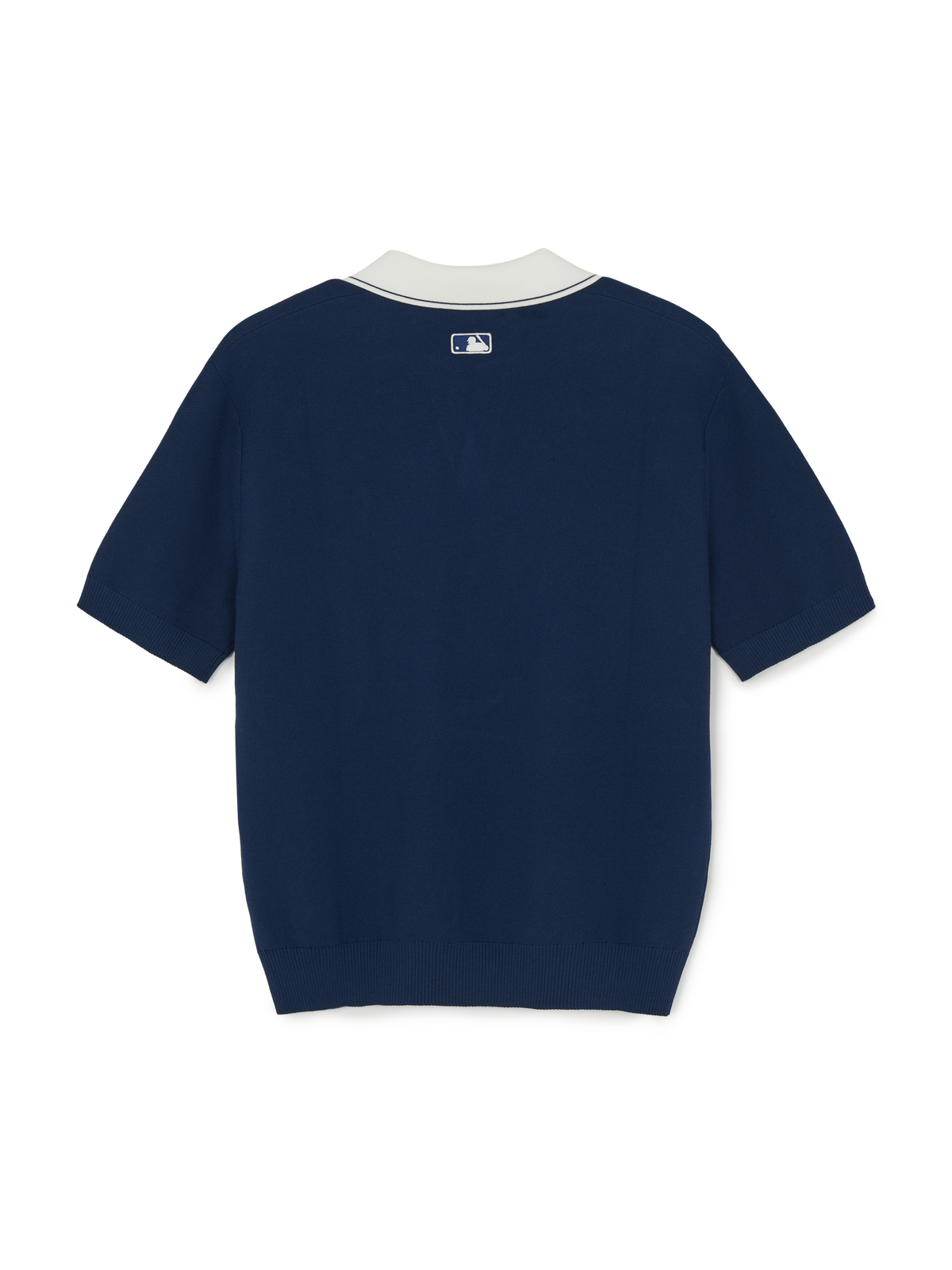 MLB Korea Varsity Tuck Texture Open Collar Short Sleeve Knit Pullover