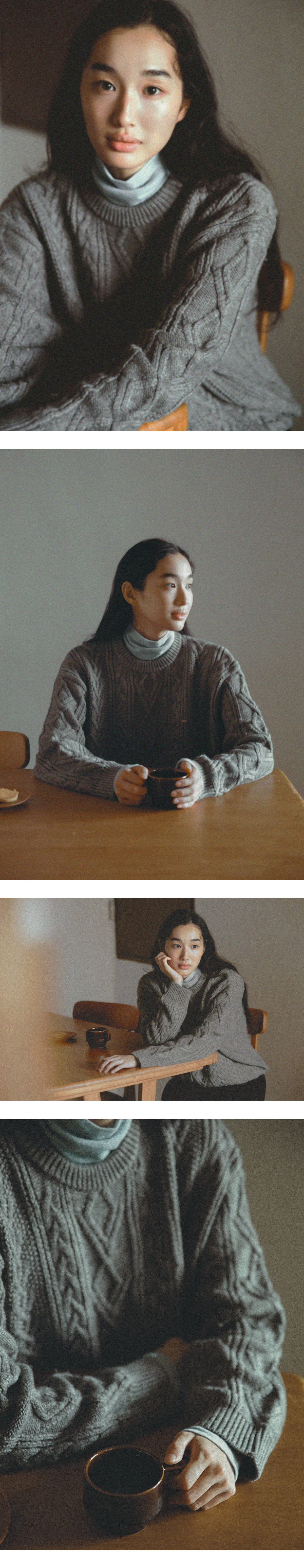 Mango Maniplease Doll Cable Knit Grey