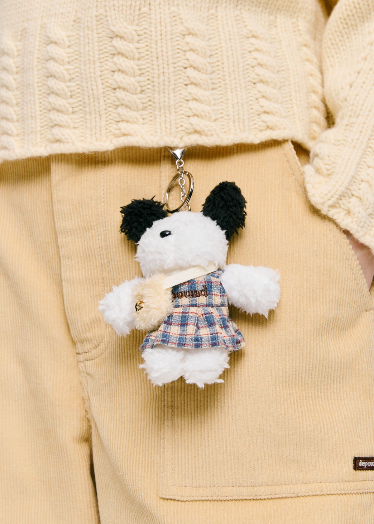 Depound benny keyring in check dress - ivory