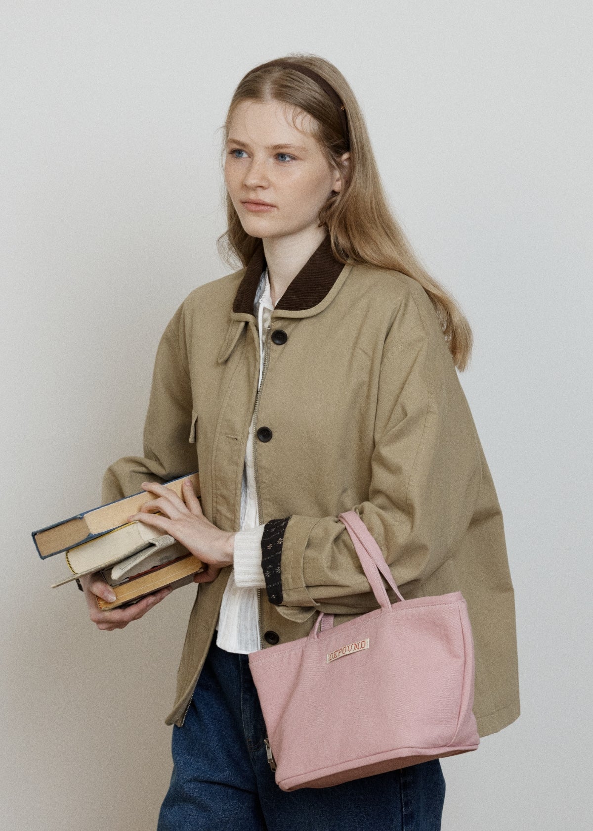 Depound corduroy collar work jacket - khaki beige