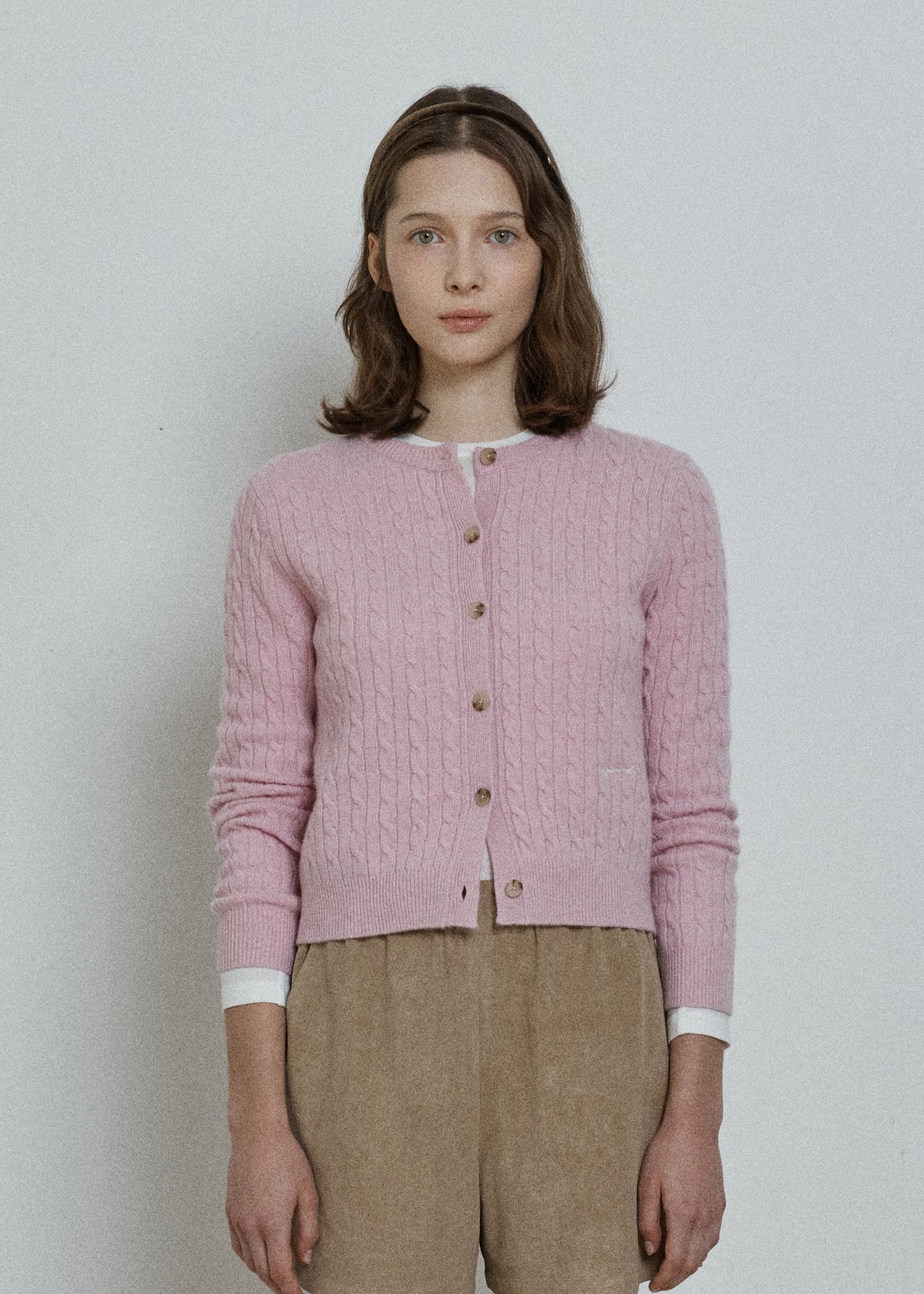 Depound merino wool cable cardigan - pink