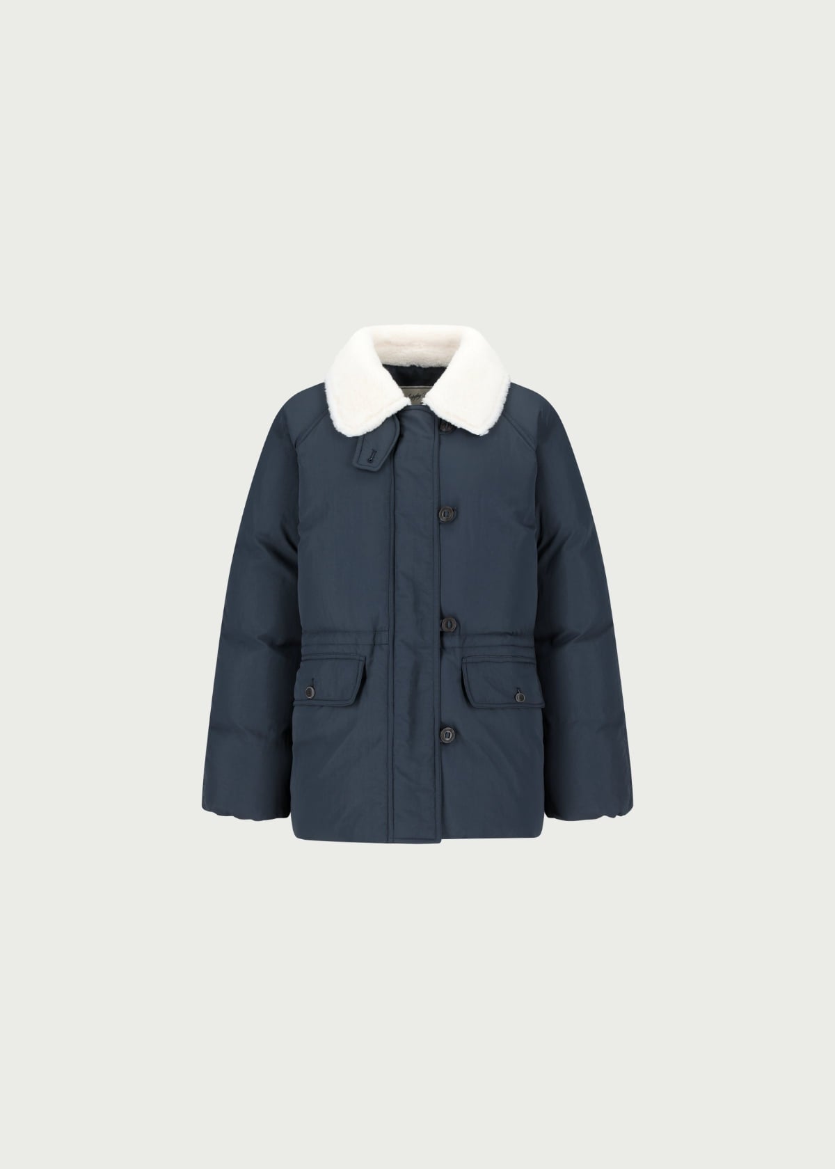 Depound fur collar duck down half jumper - navy