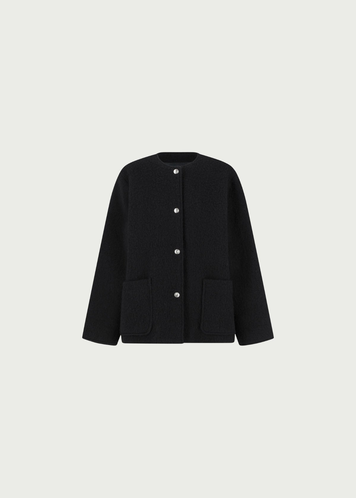 Depound boucle wool collarless jacket - black