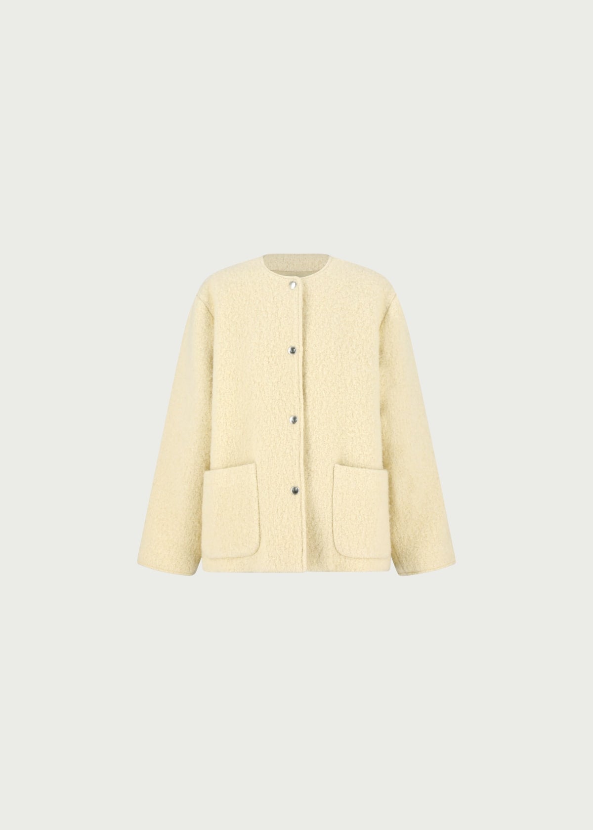Depound boucle wool collarless jacket - butter