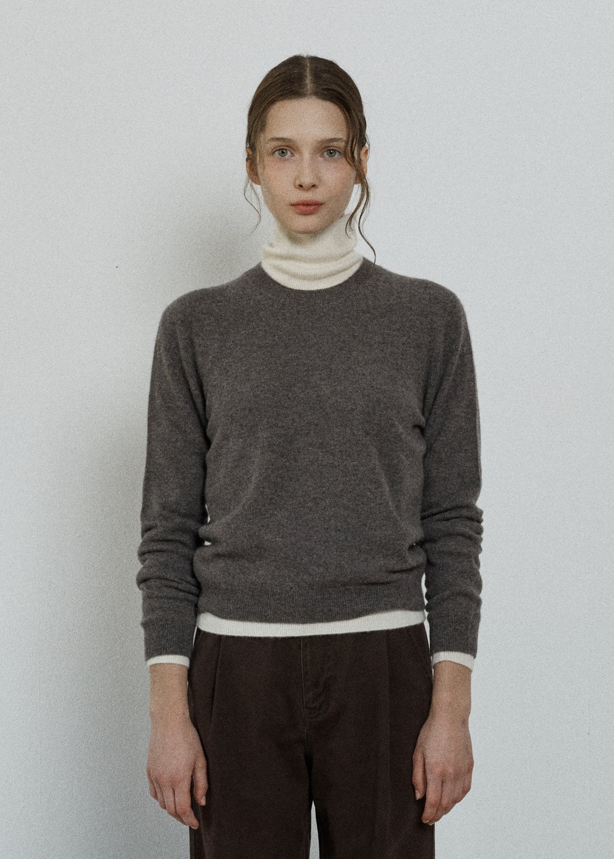 Depound 30% cashmere round pullover - brown
