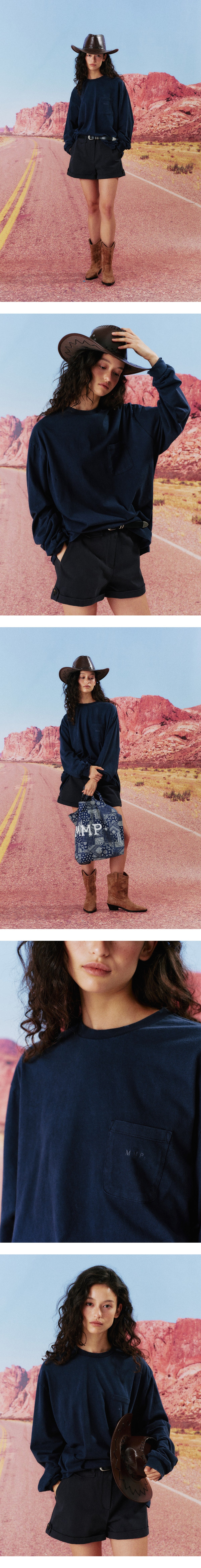 Mango Maniplease Dust Washed Over Fit Tee Navy