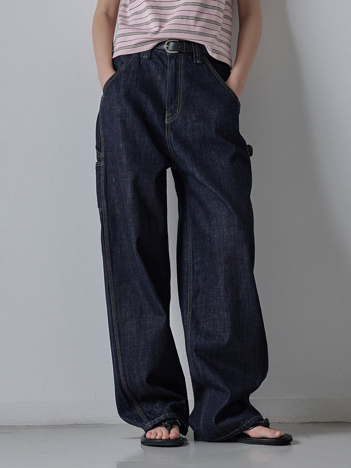 Facade Pattern Denim Work Pants deep indigo