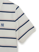 MLB Korea Women's Varsity Stripe Crop Polo T-Shirts