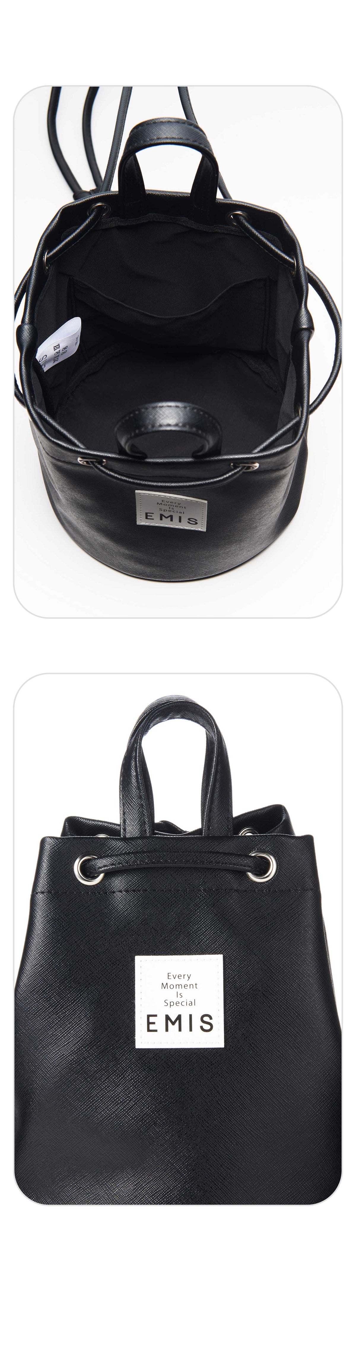 EMIS Leather Mini Back Pack-Black