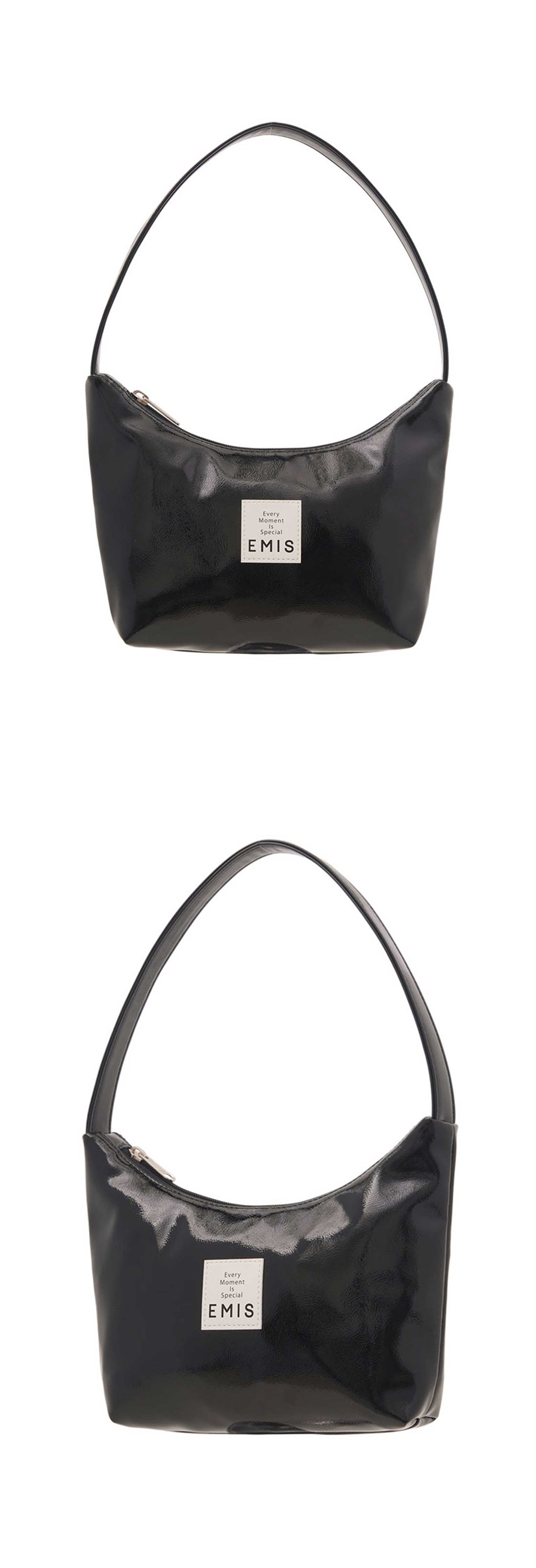 Emis New Enamel Hobo Bag-Black