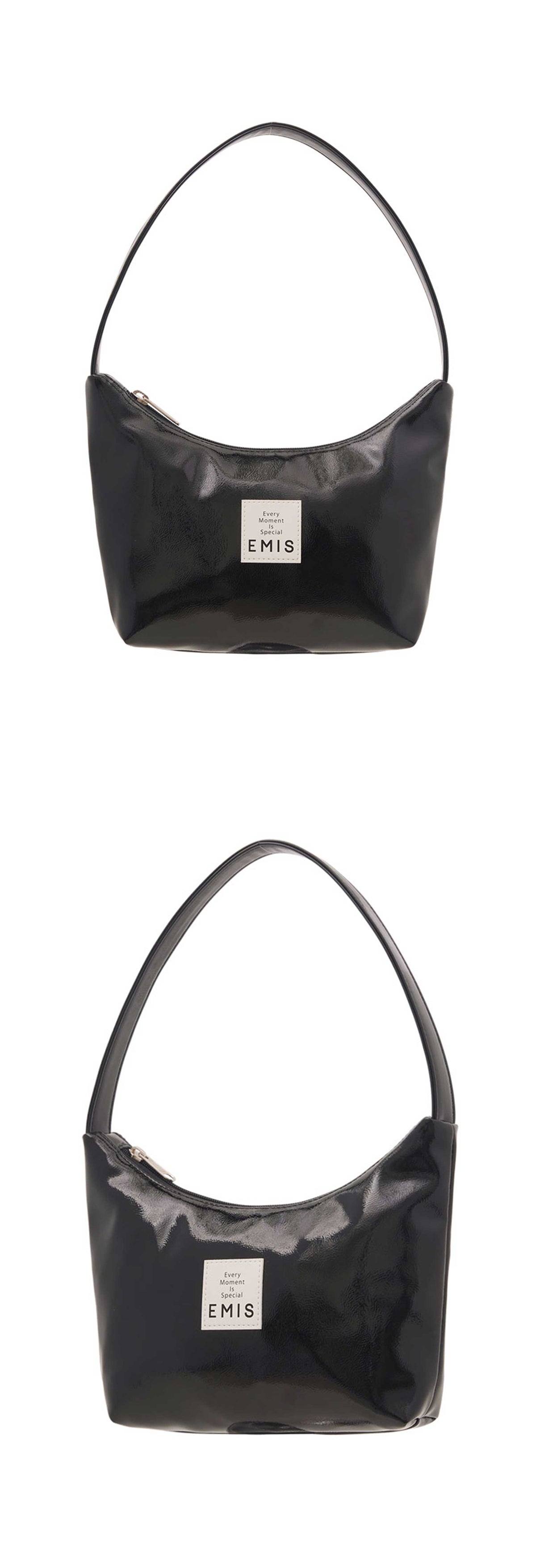 Emis New Enamel Hobo Bag-Black