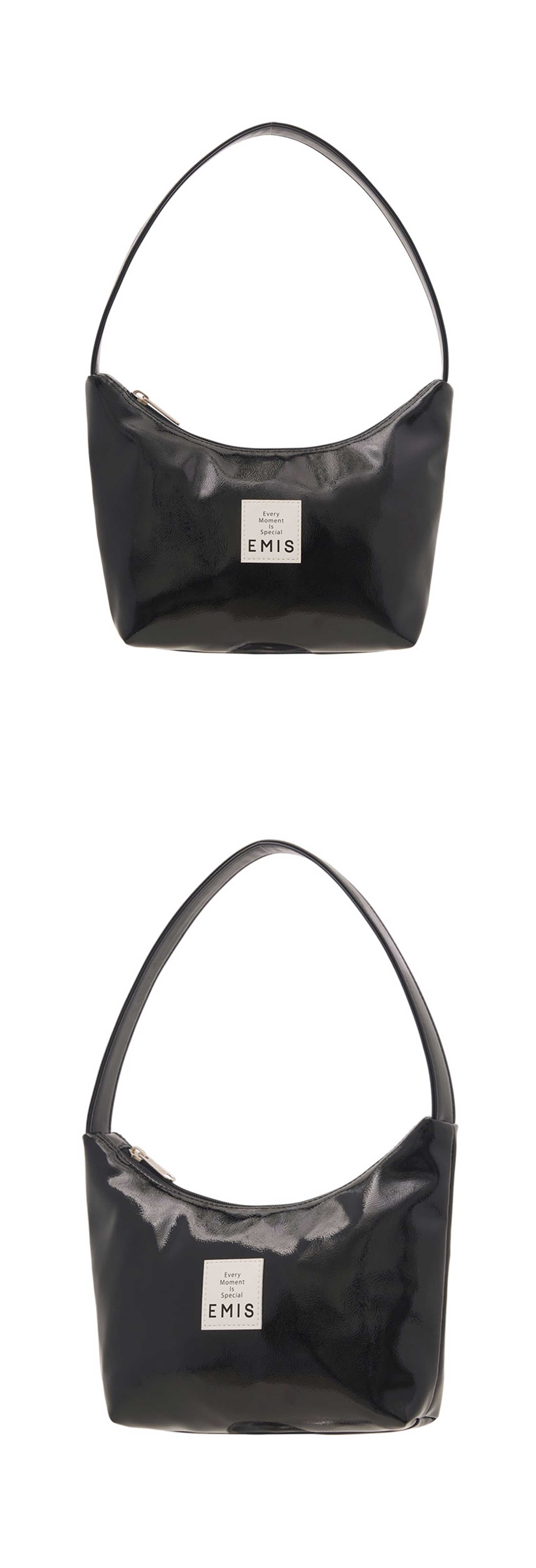 Emis New Enamel Hobo Bag-Black