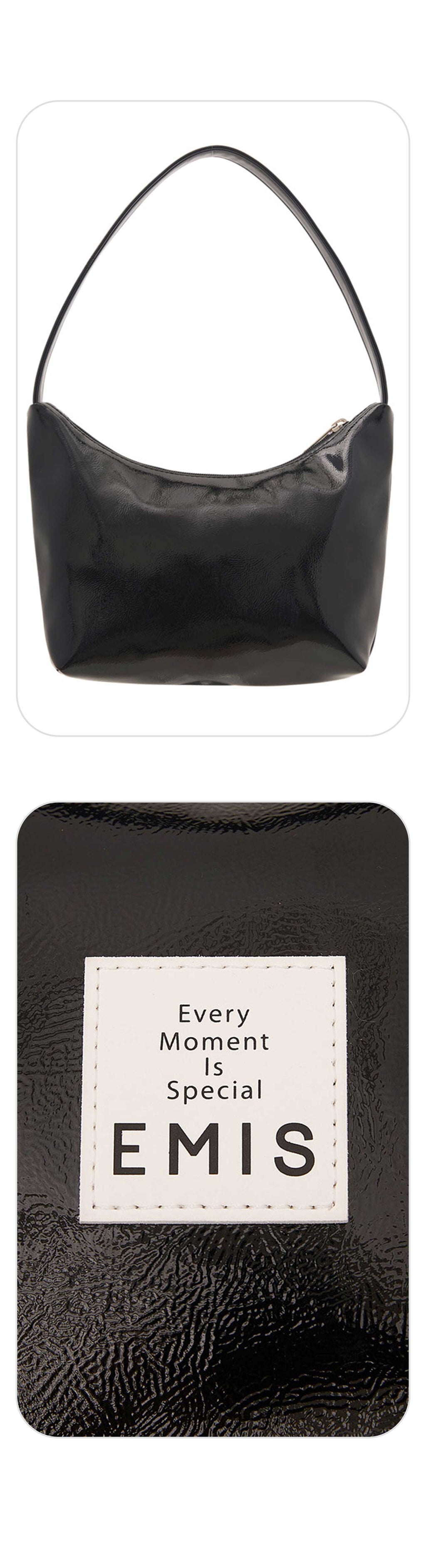 Emis New Enamel Hobo Bag-Black