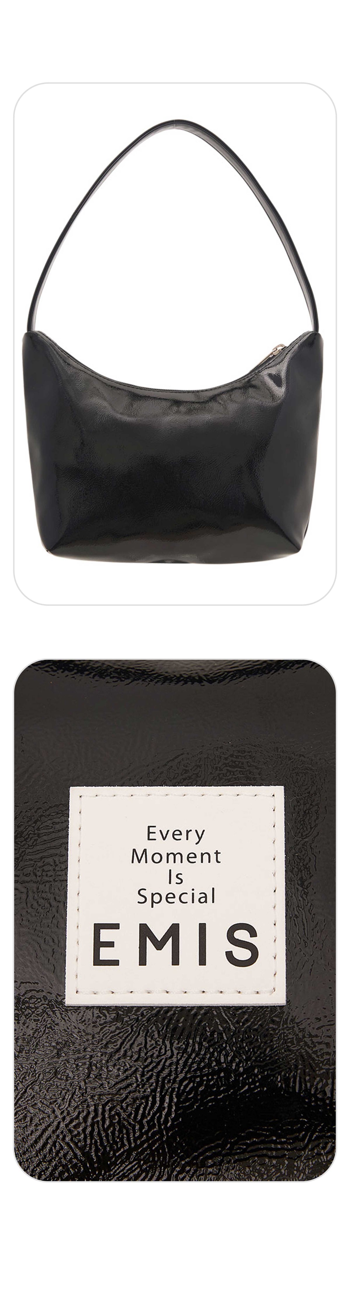 Emis New Enamel Hobo Bag-Black