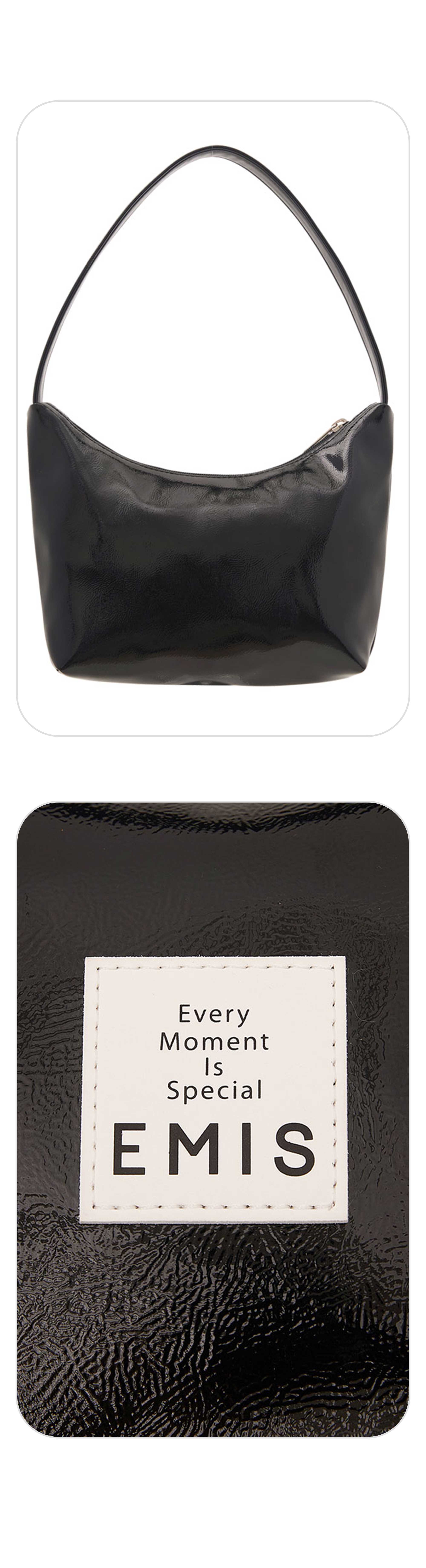 Emis New Enamel Hobo Bag-Black