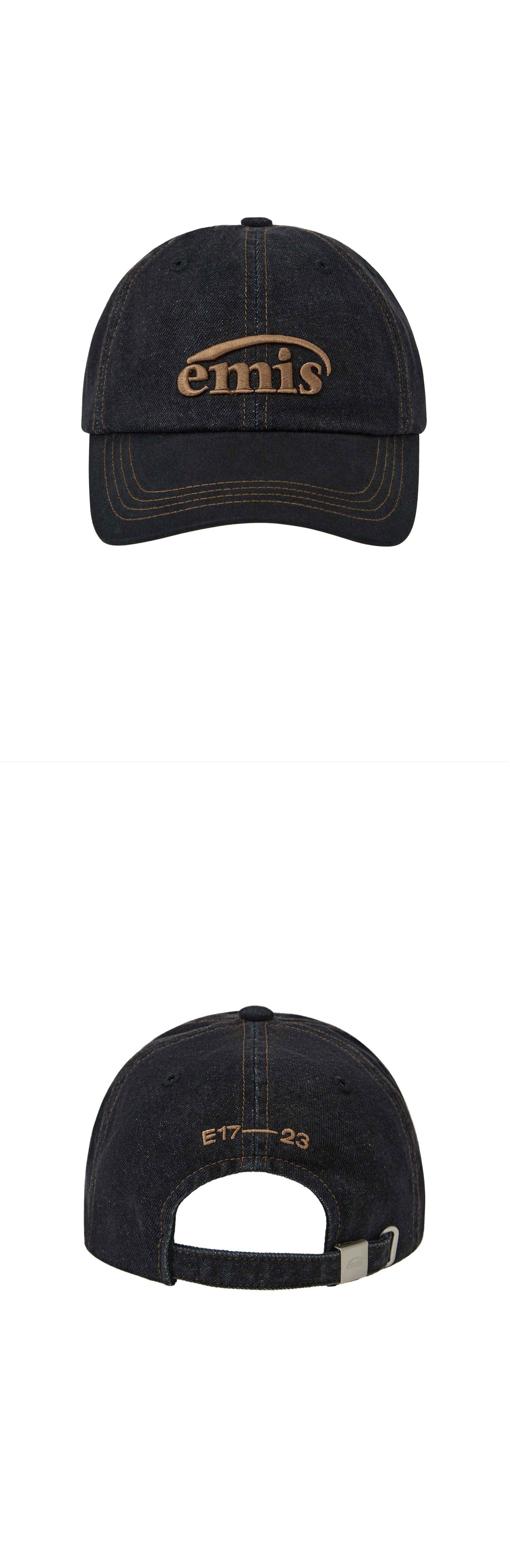 Emis Washed Denim Ball Cap-Gray/Black