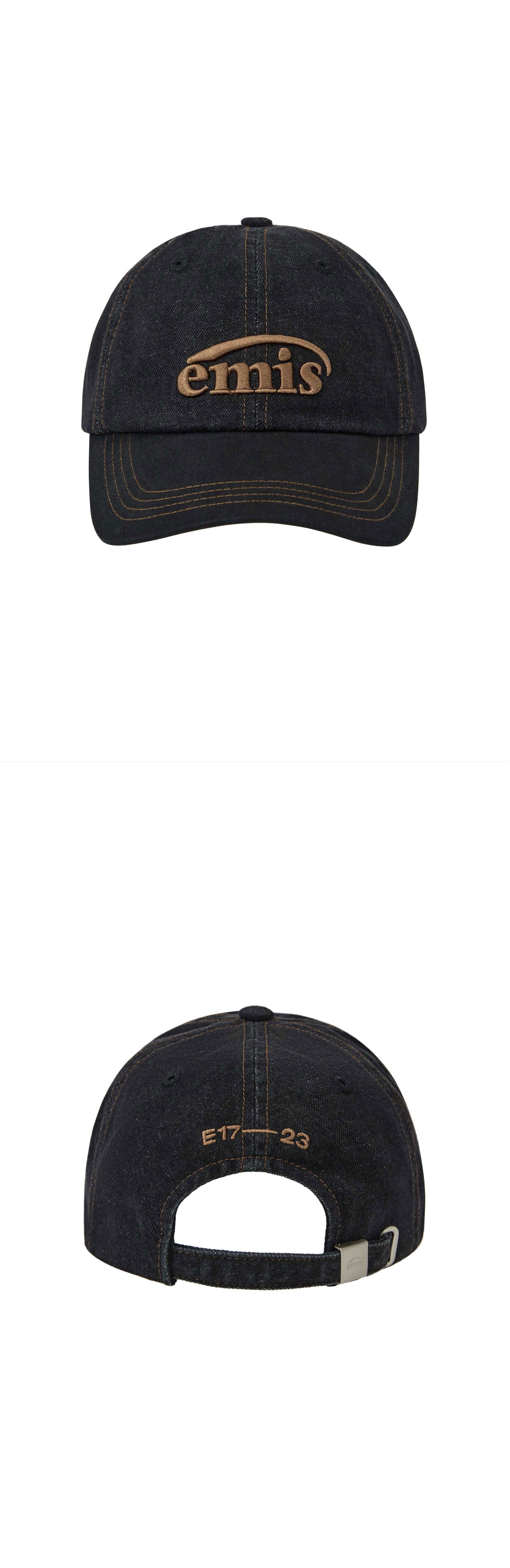 Emis Washed Denim Ball Cap-Gray/Black