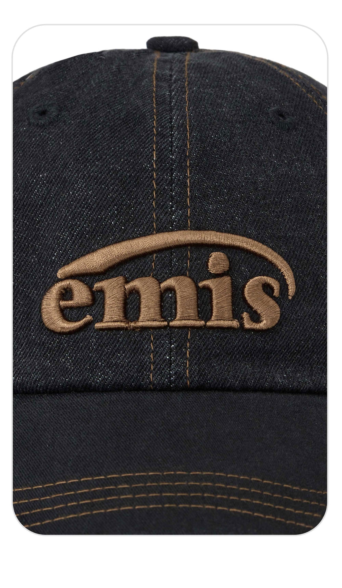 Emis Washed Denim Ball Cap-Gray/Black