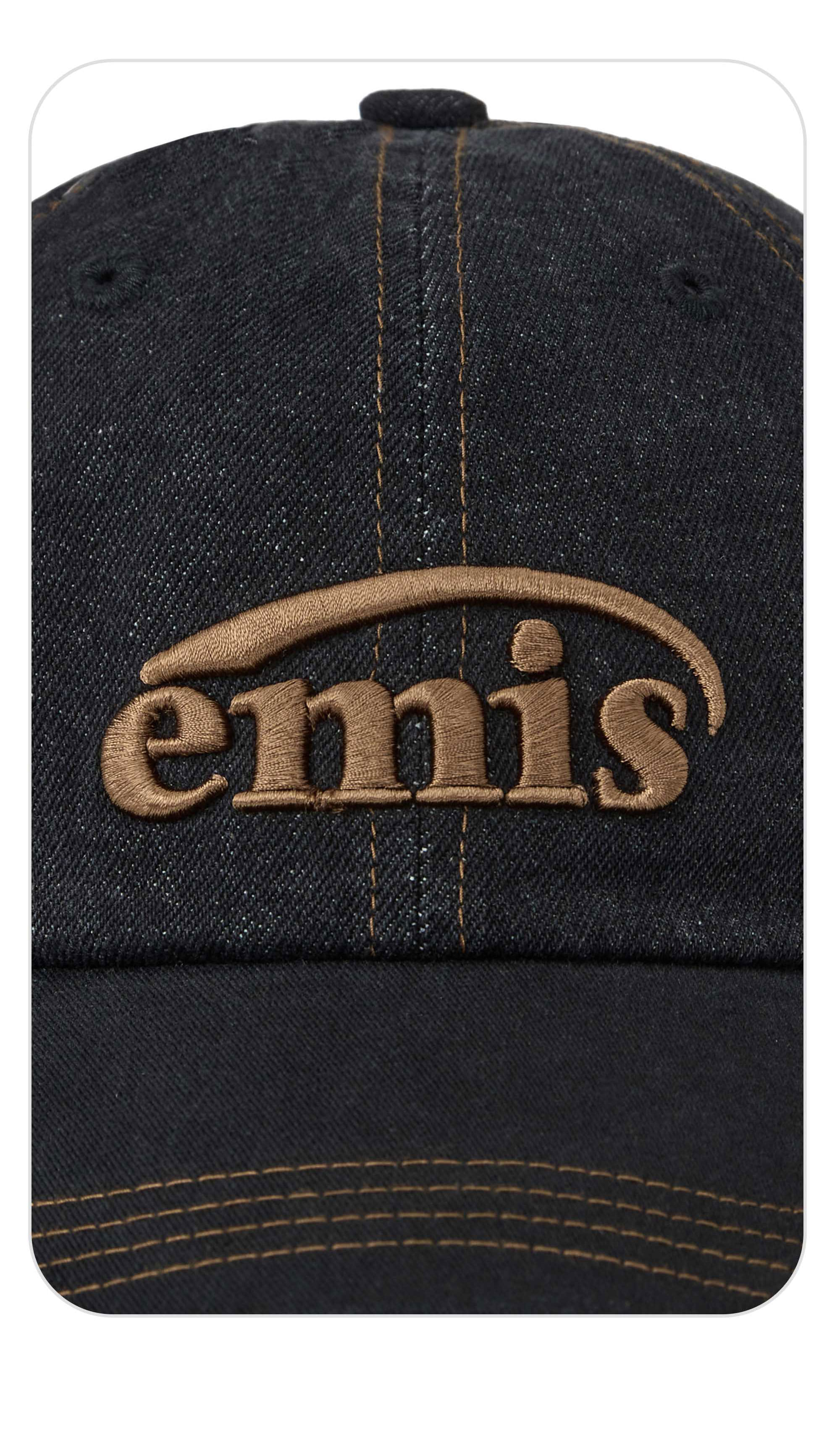 Emis Washed Denim Ball Cap-Gray/Black