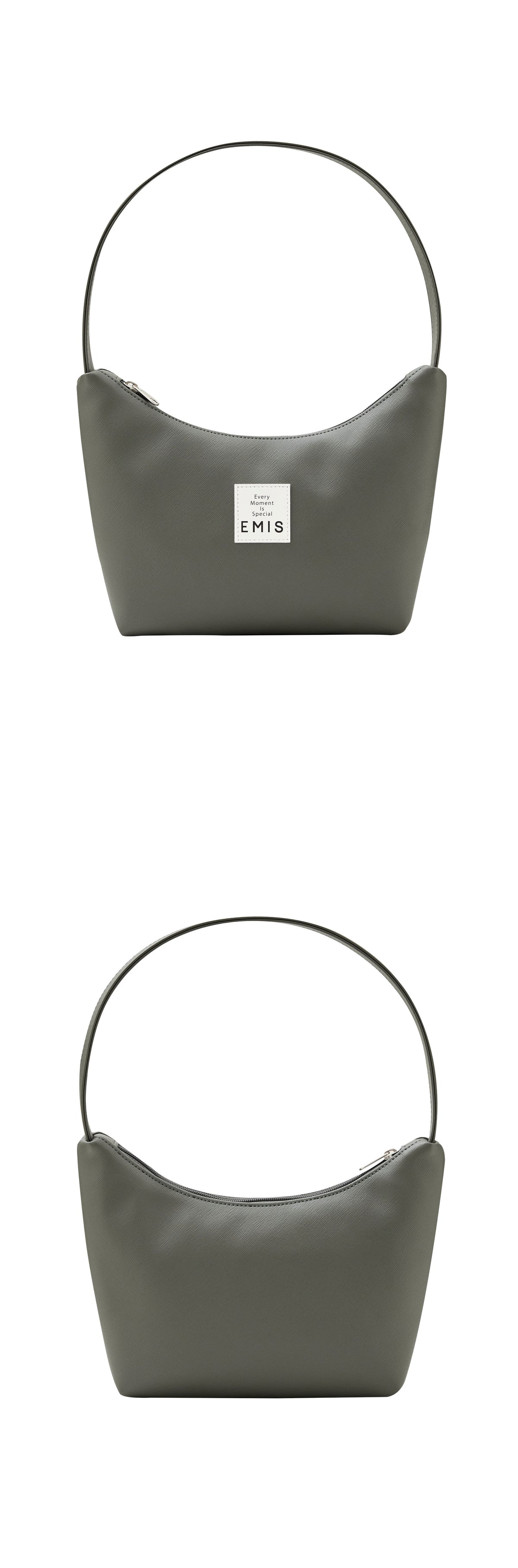 EMIS New Leather Hobo Bag-Gray Khaki