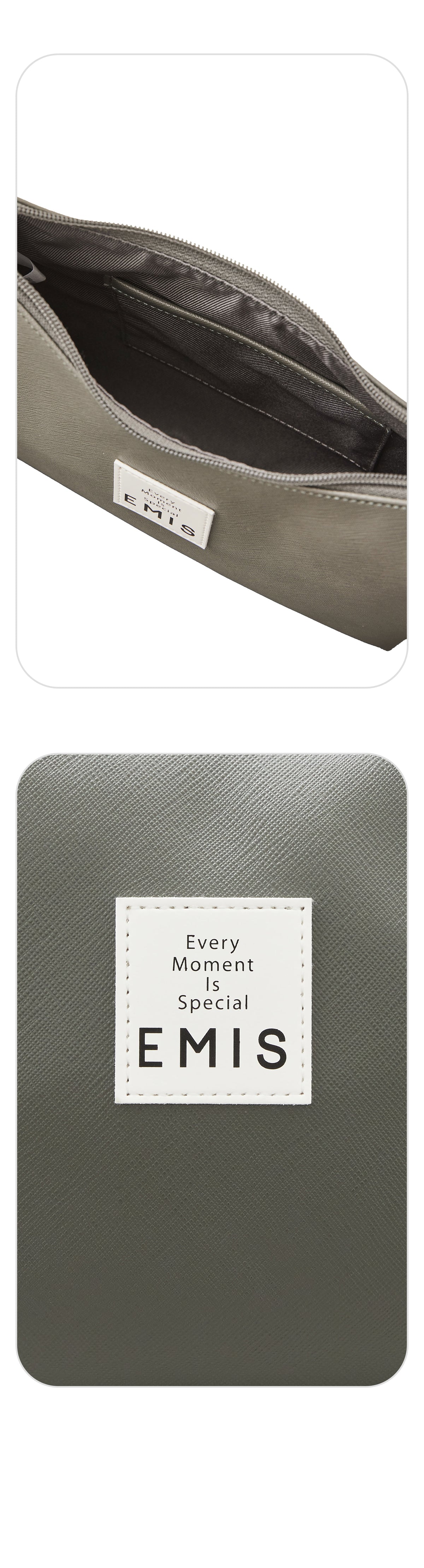 EMIS New Leather Hobo Bag-Gray Khaki