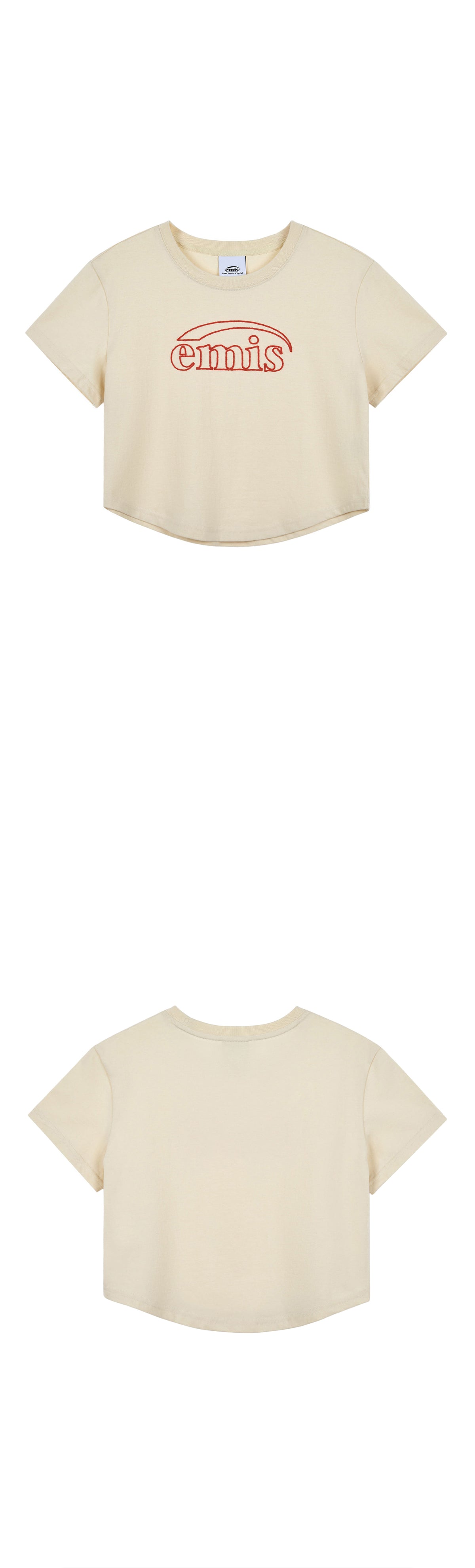 EMIS Chain Stitch T-Shirt-Beige/Red