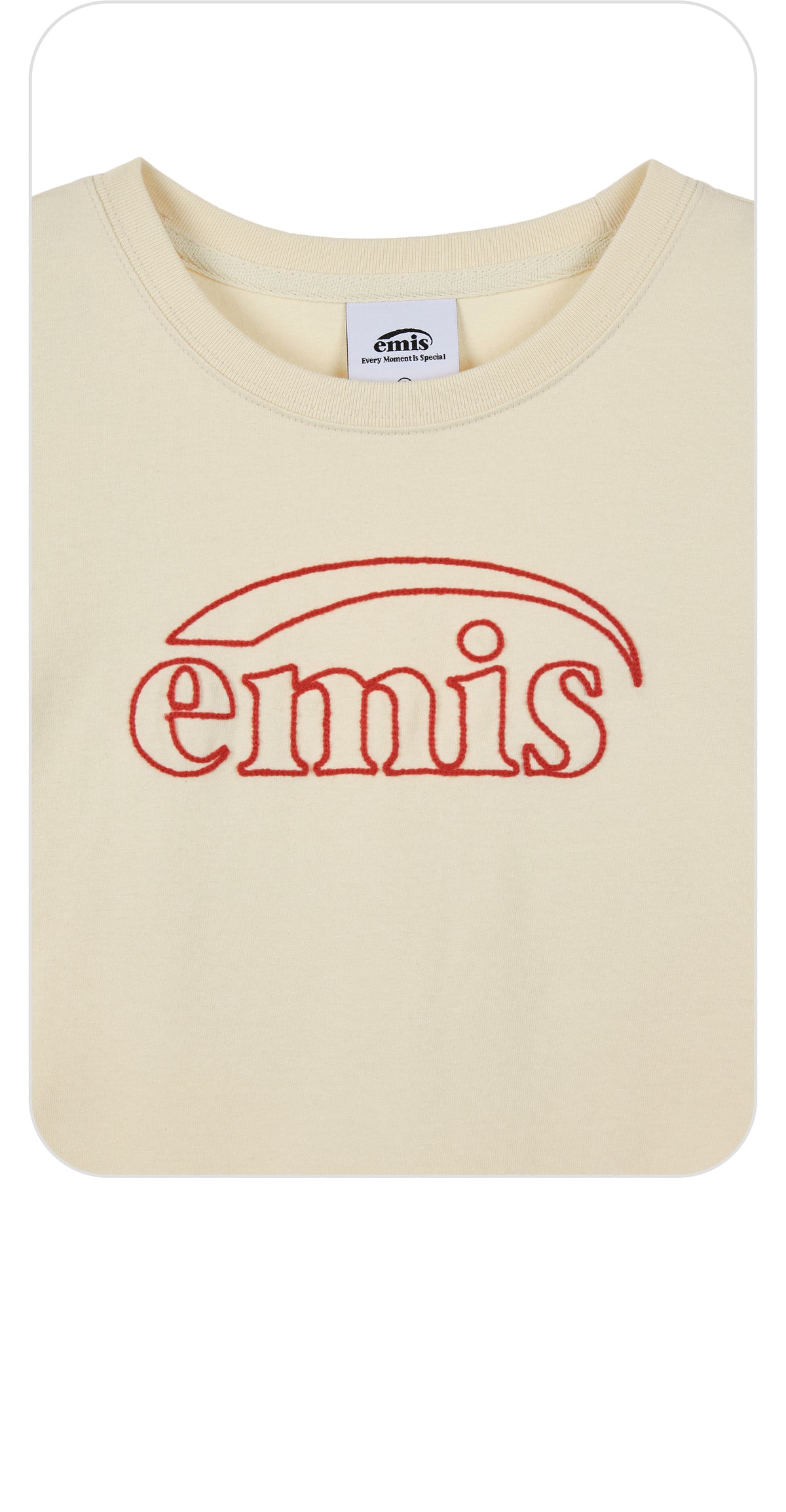 EMIS Chain Stitch T-Shirt-Beige/Red