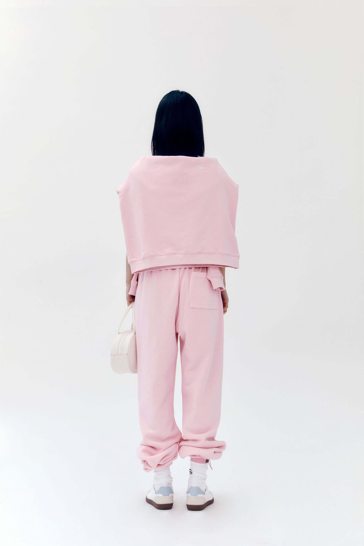 EMIS Chain Stitch T-Shirt-White/Pink
