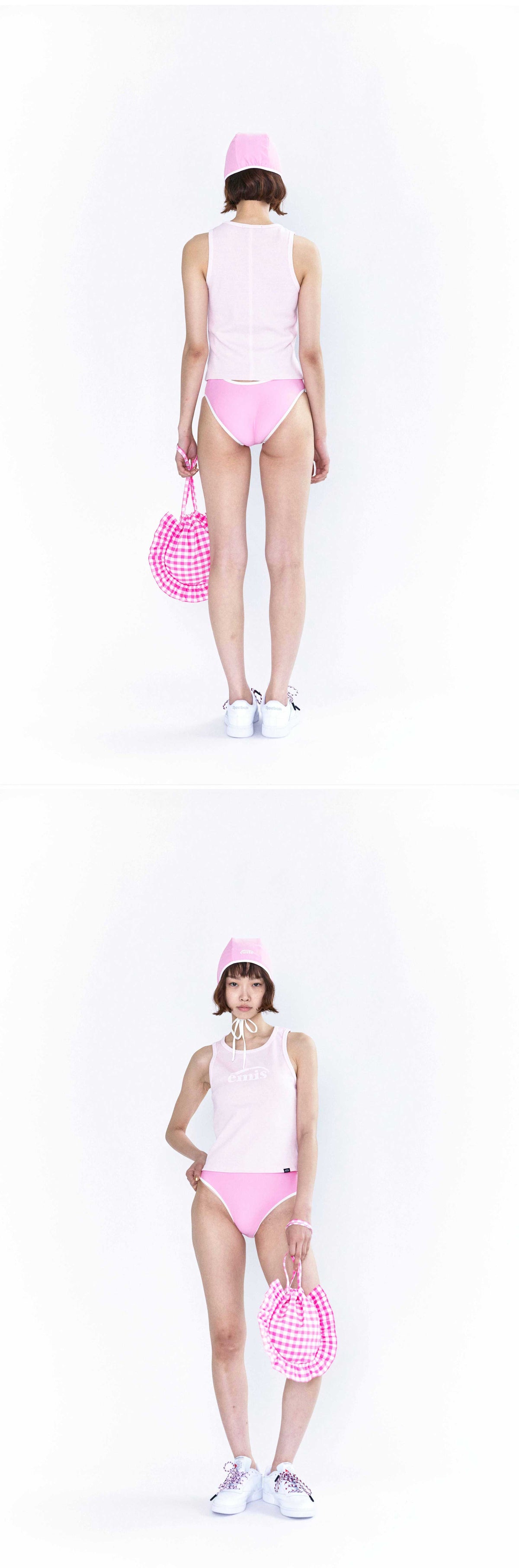 EMIS Check String Eco Bag-Pink