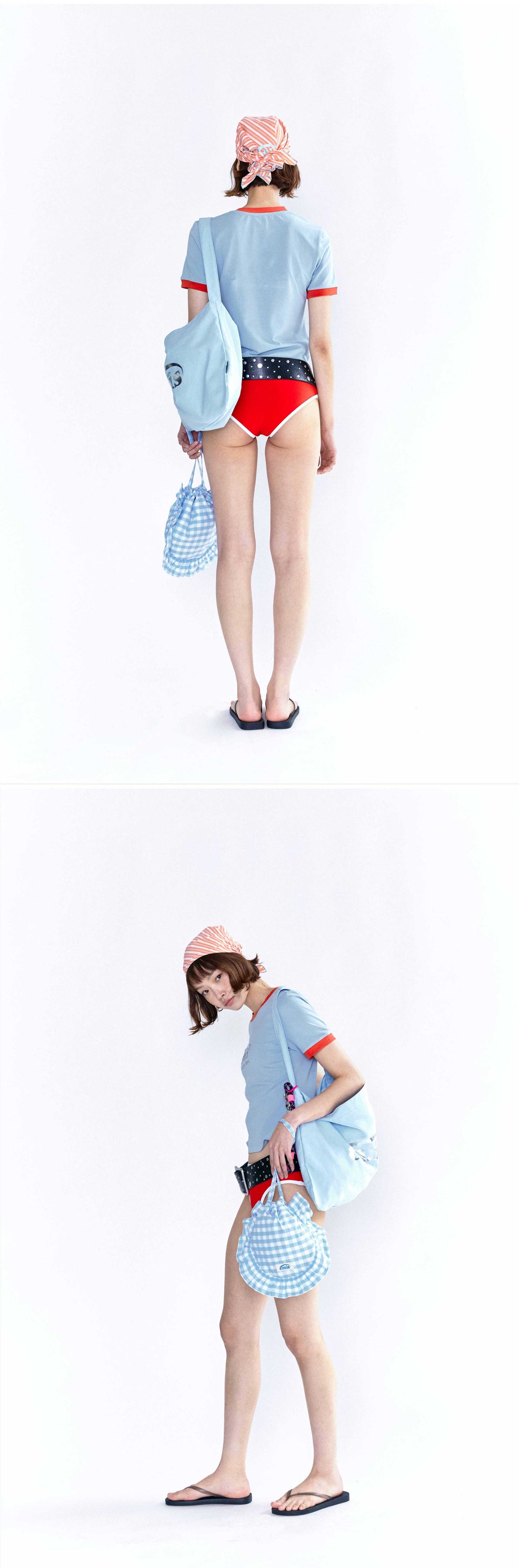 EMIS Check String Eco Bag-Sky Blue
