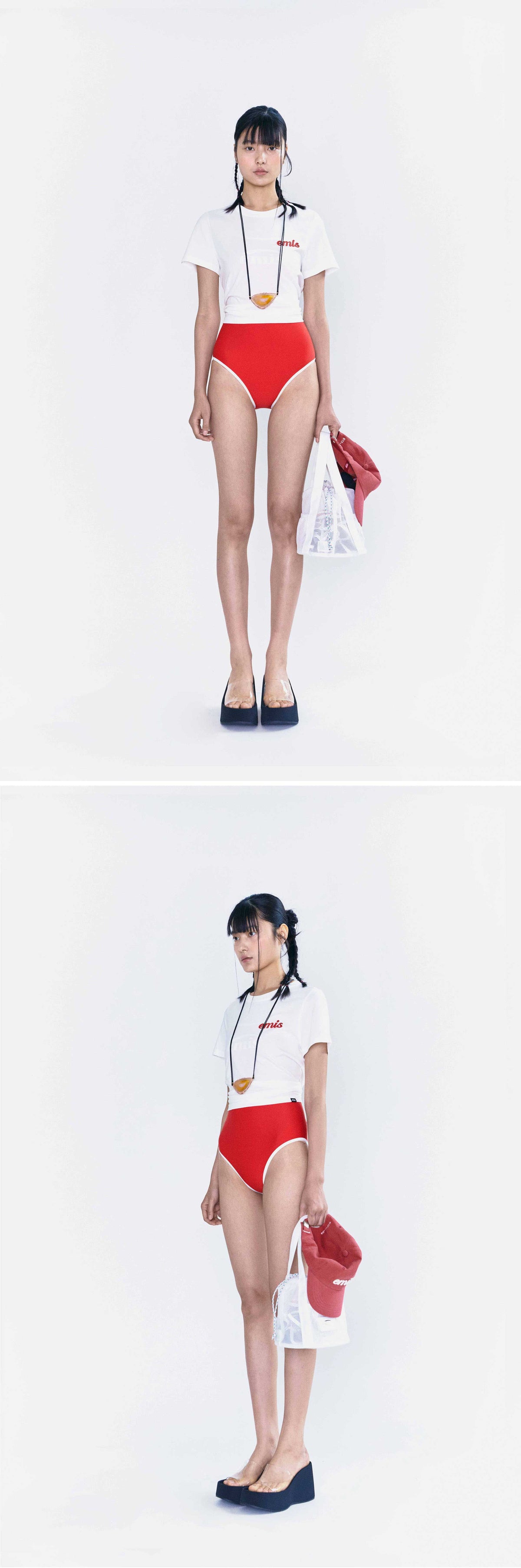 EMIS Mesh Bucket Bag-White