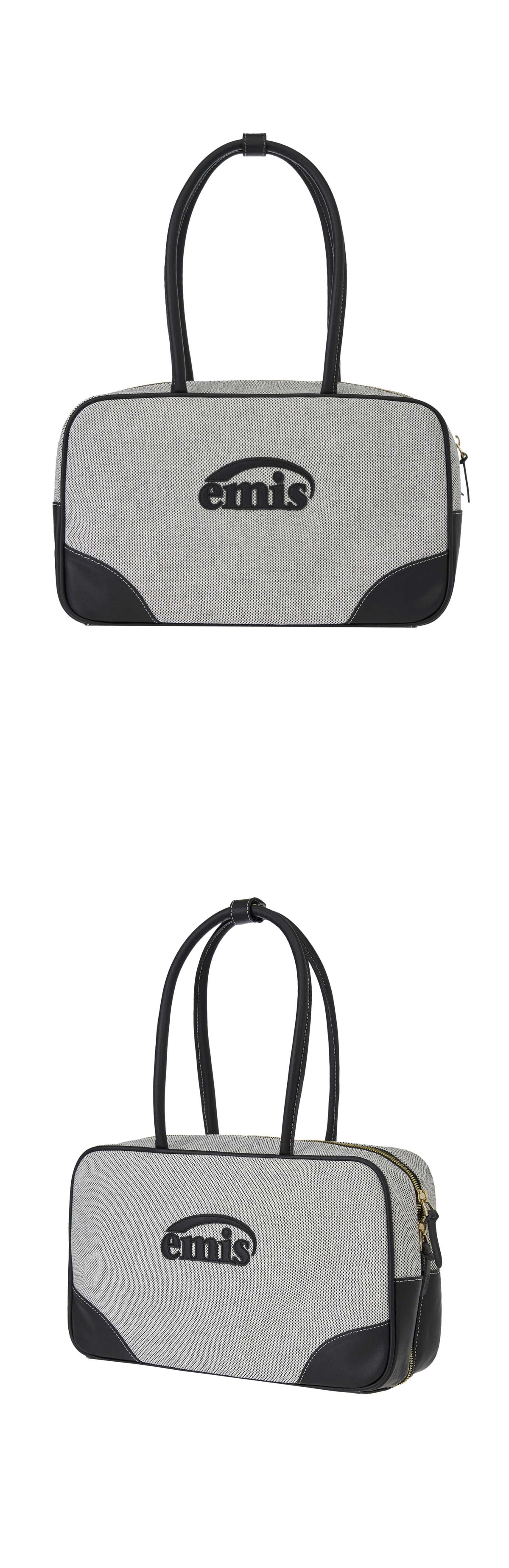 EMIS Canvas Leather Tote Bag-Black