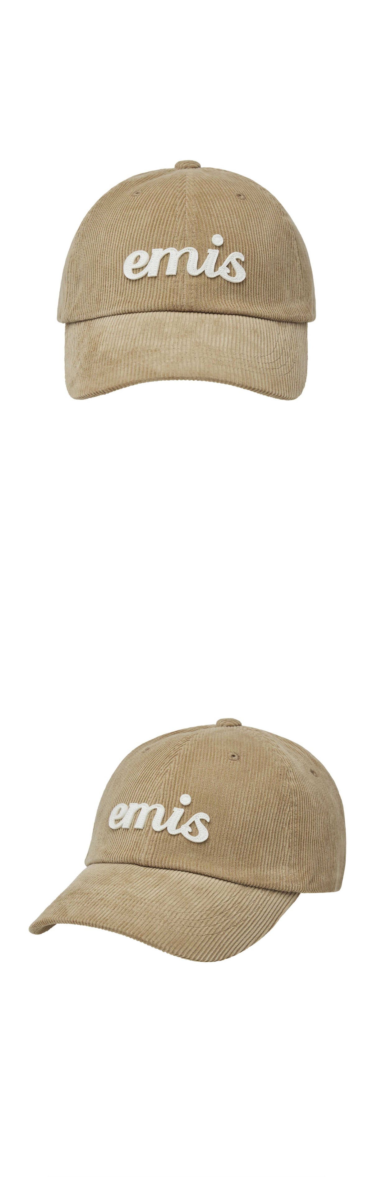 EMIS Applique Corduroy Ball Cap-Beige