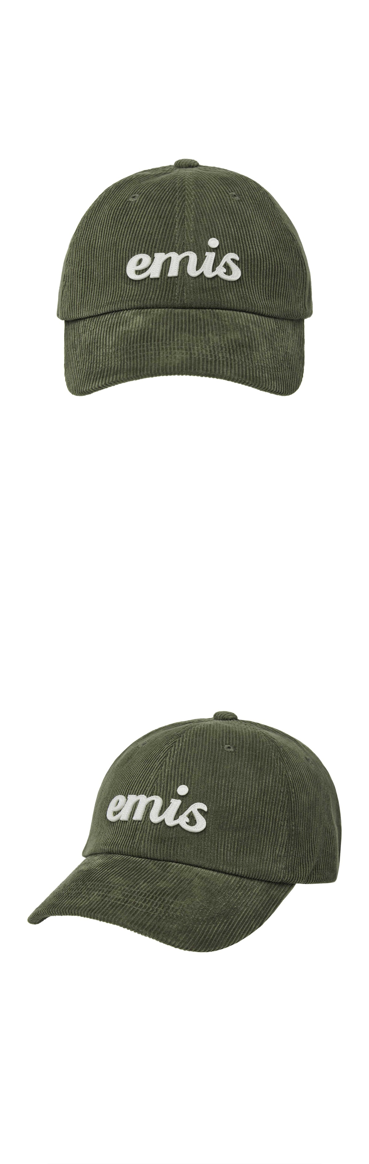 EMIS Applique Corduroy Ball Cap-Khaki