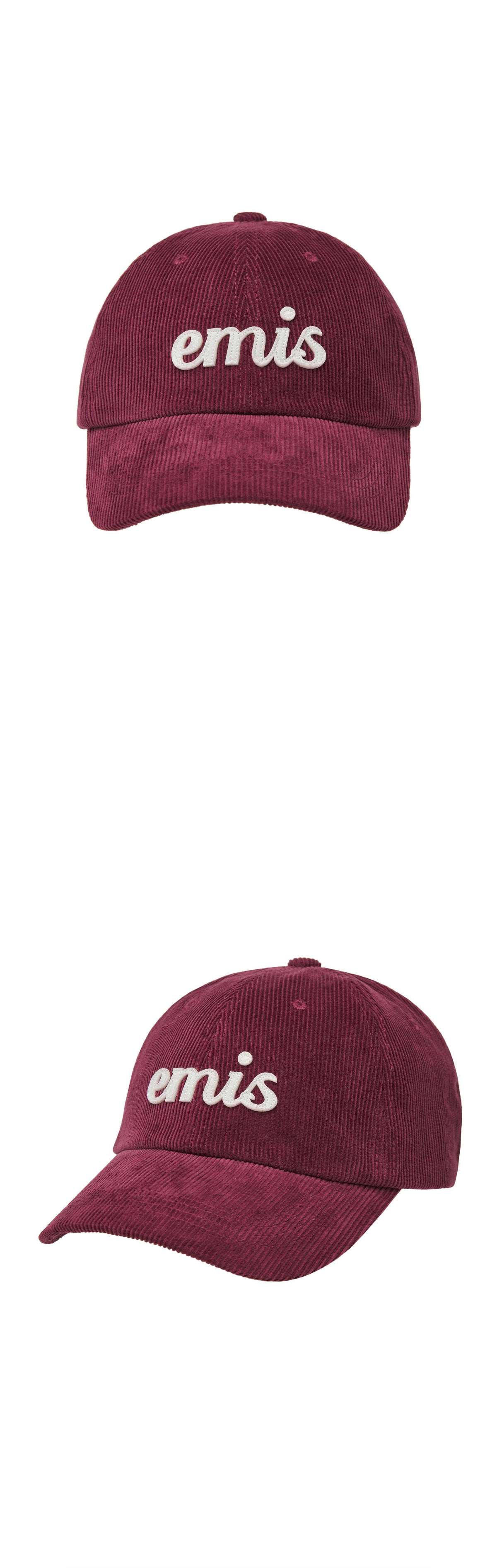 EMIS Applique Corduroy Ball Cap-Wine