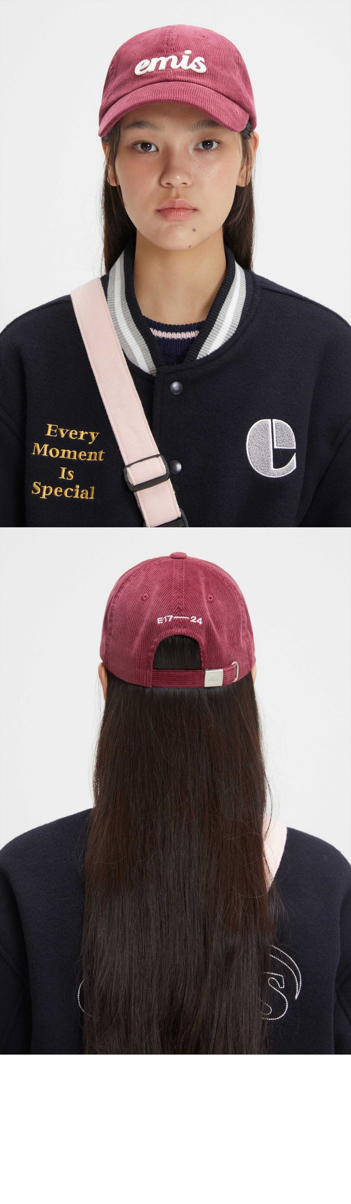 EMIS Applique Corduroy Ball Cap-Wine