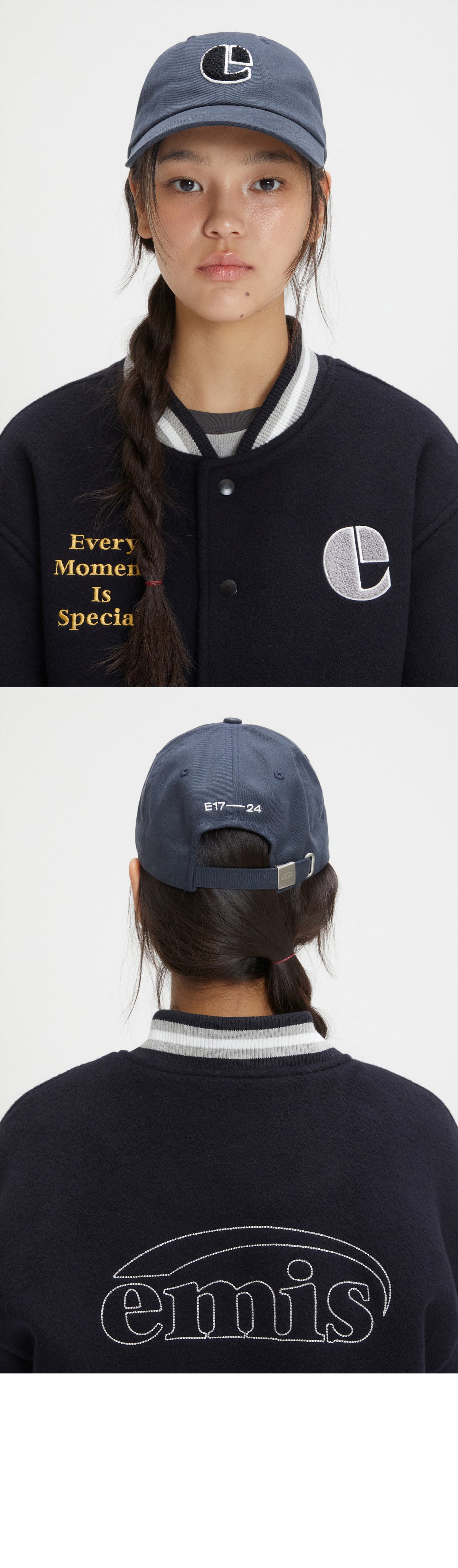 EMIS Boucle Vintage Logo Ball Cap-Navy