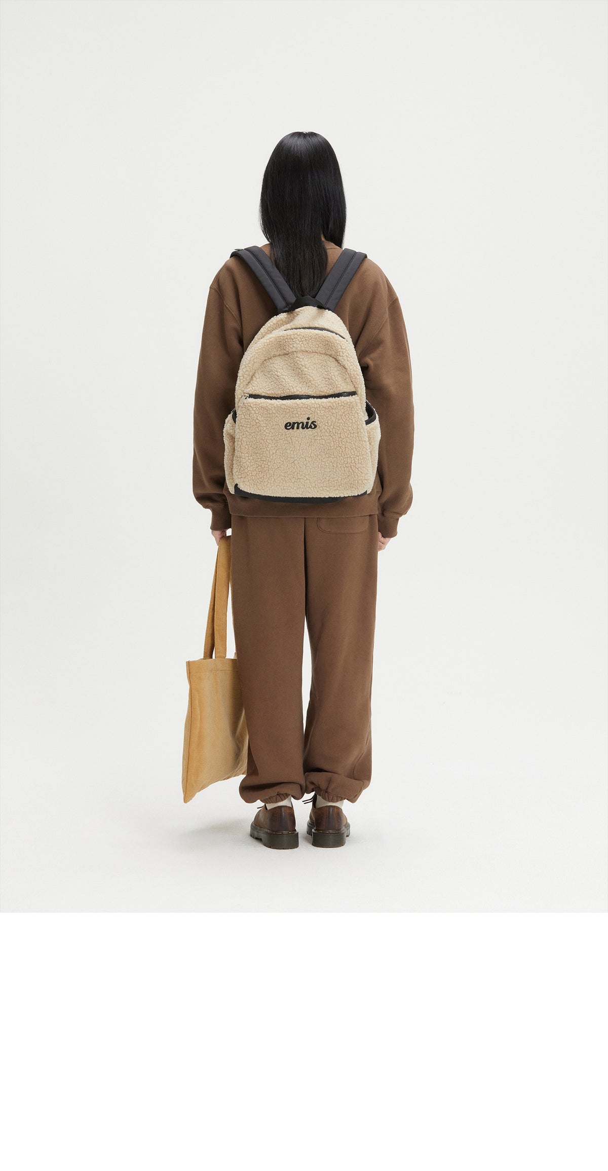 EMIS Shearling Backpack-Beige