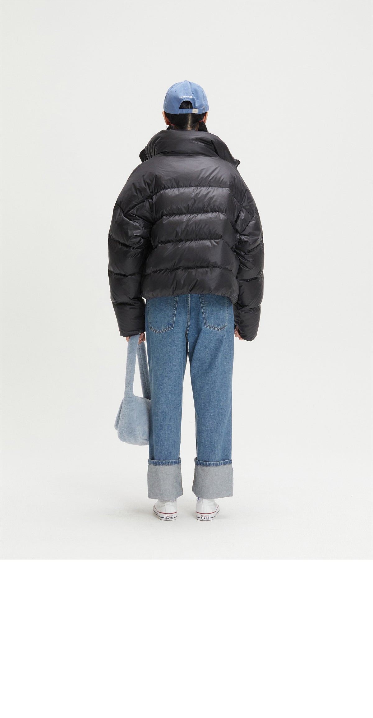 EMIS Fur Square Flap Bag-Sky Blue