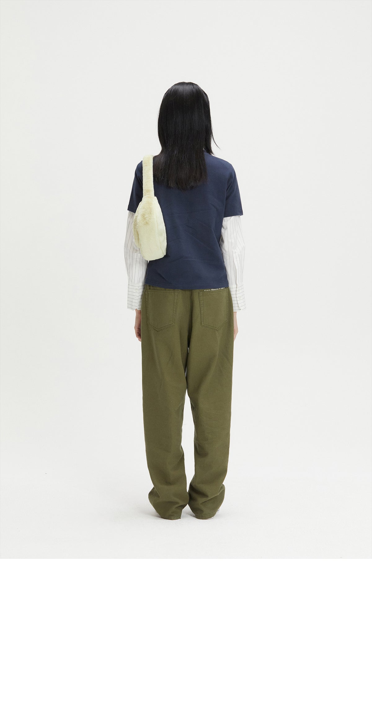 EMIS Fur Half Moon Flap Bag-Green