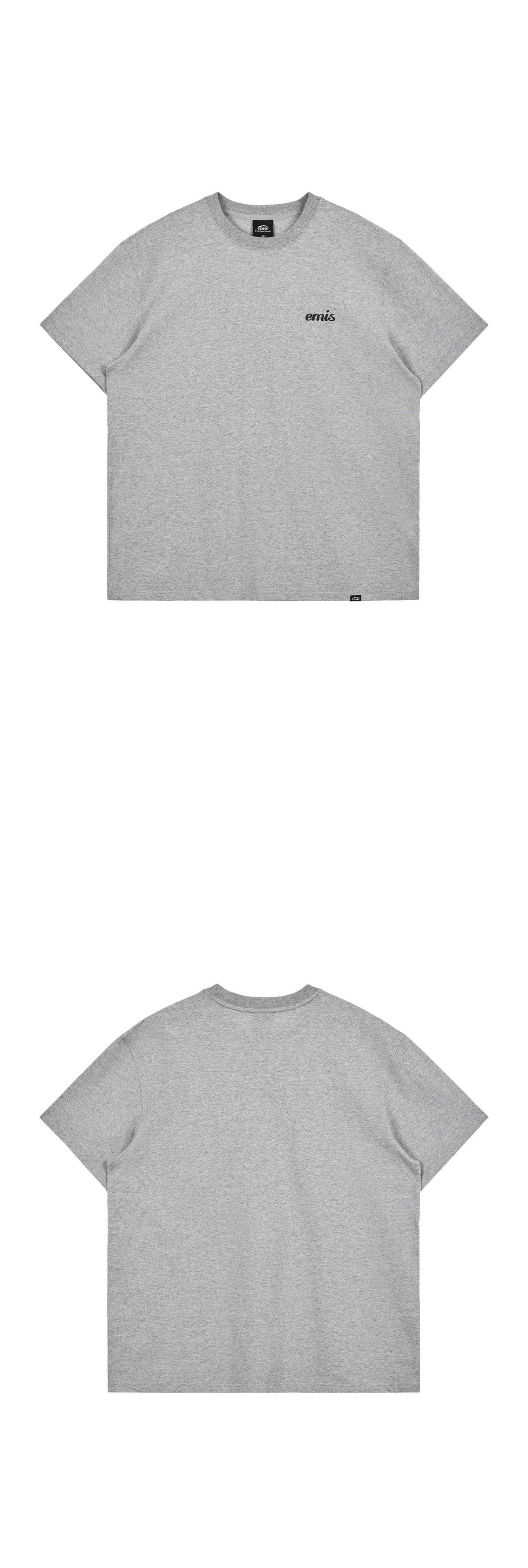 EMIS (Unisex) Oversized Embossing Logo T-Shirts-Gray