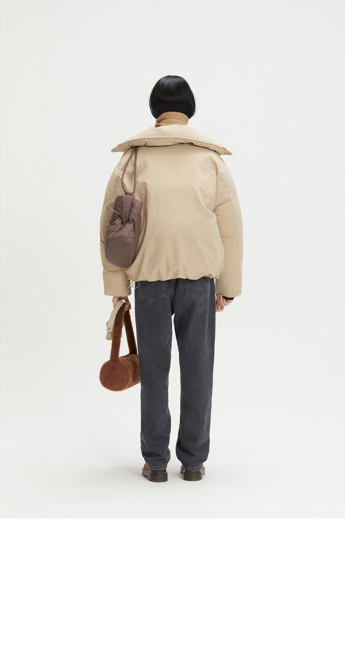 EMIS Folding Neck Down Jacket-Beige