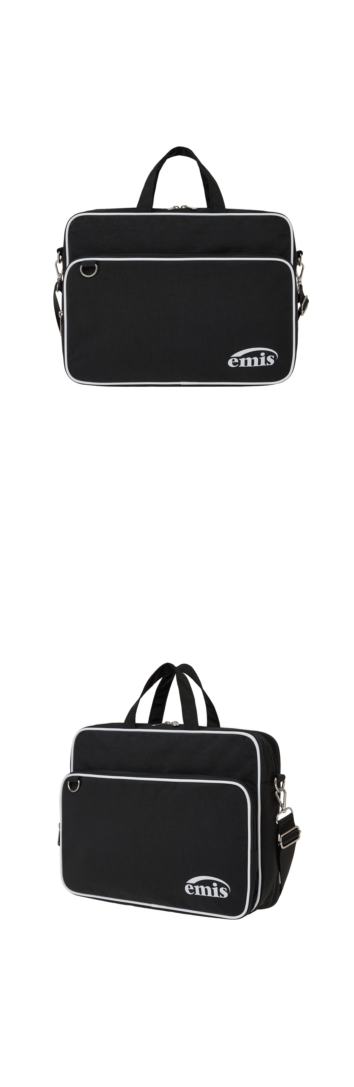 EMIS Nylon Zip-Pocket Messenger Bag-Black