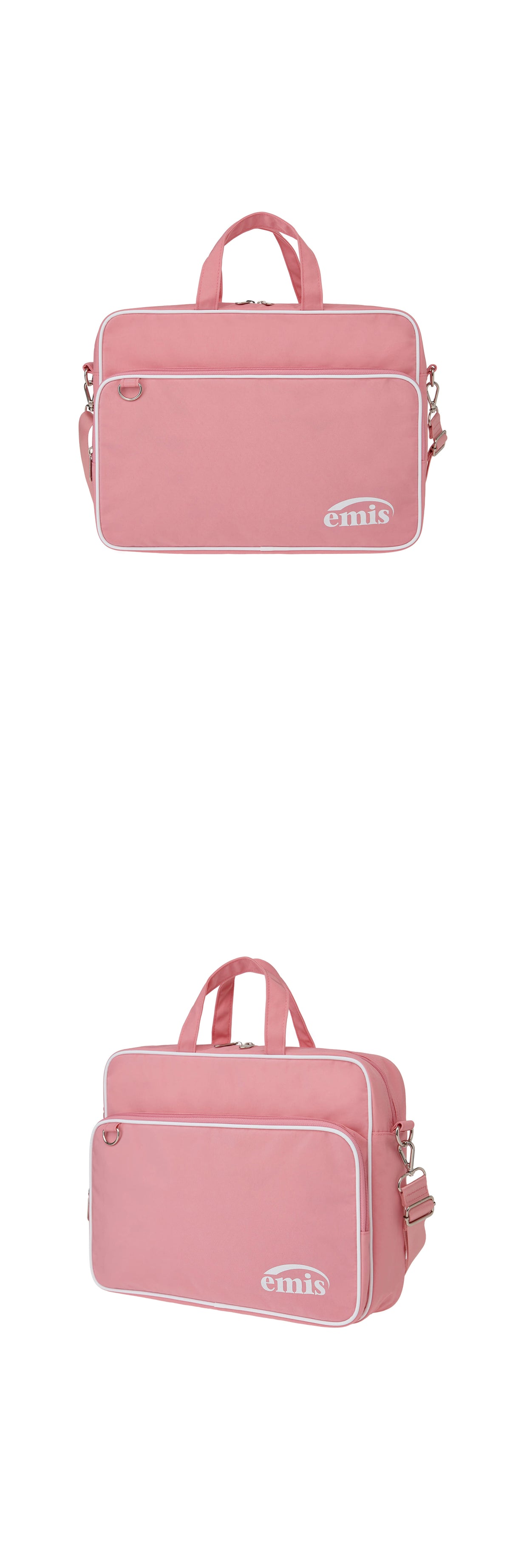 EMIS Nylon Zip-Pocket Messenger Bag-Pink