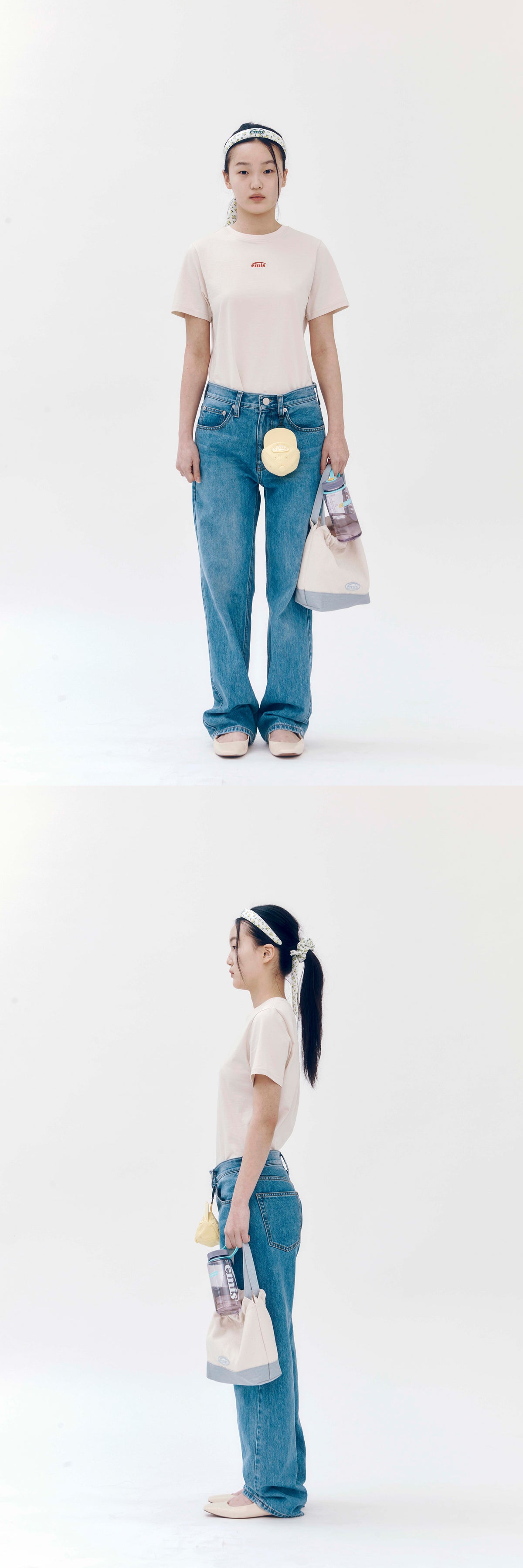 EMIS Canvas Tote Bucket Bag-Blue